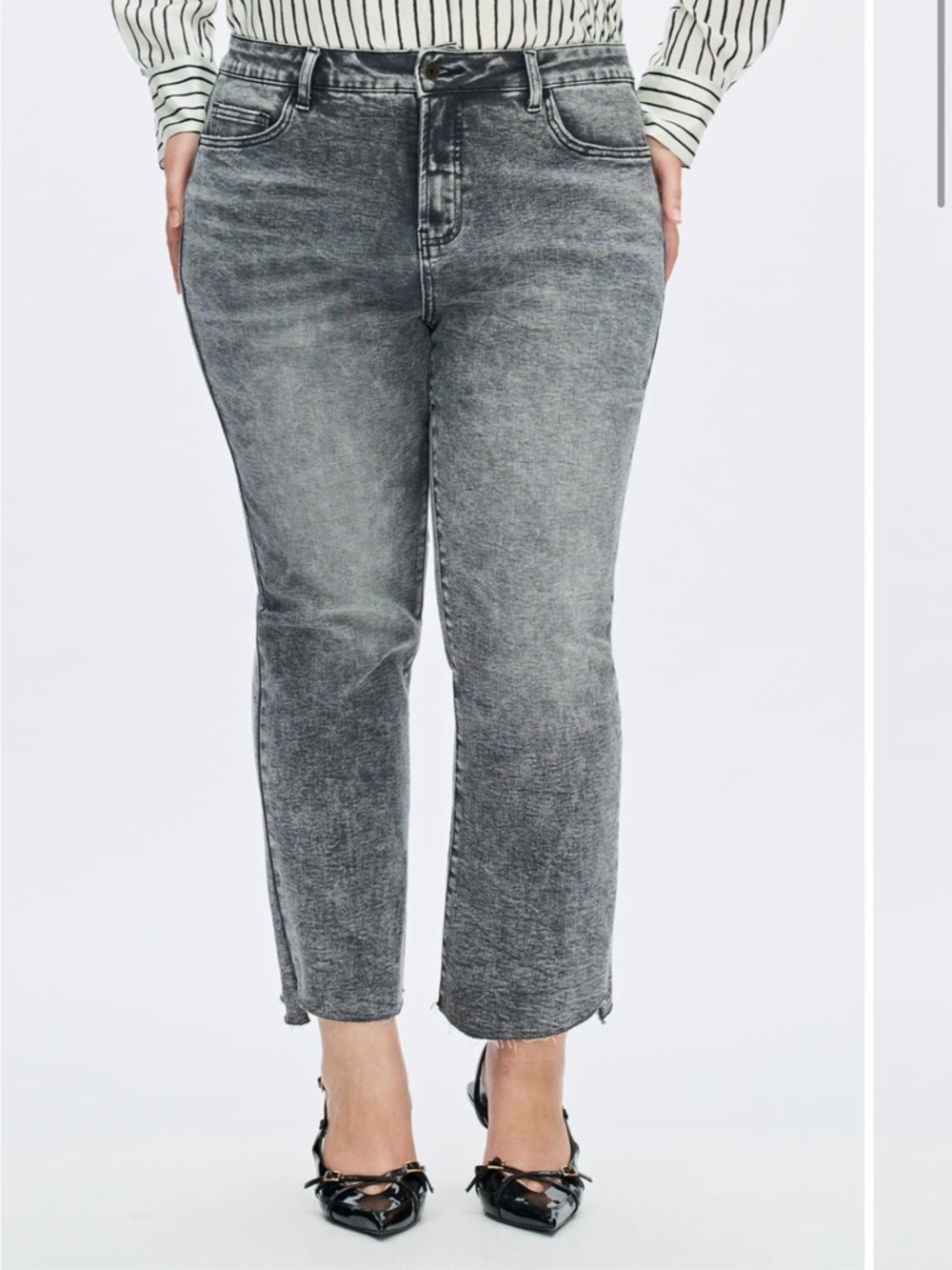 Bayeas High-Rise Grey Washed Straight-Leg Women’s Jeans